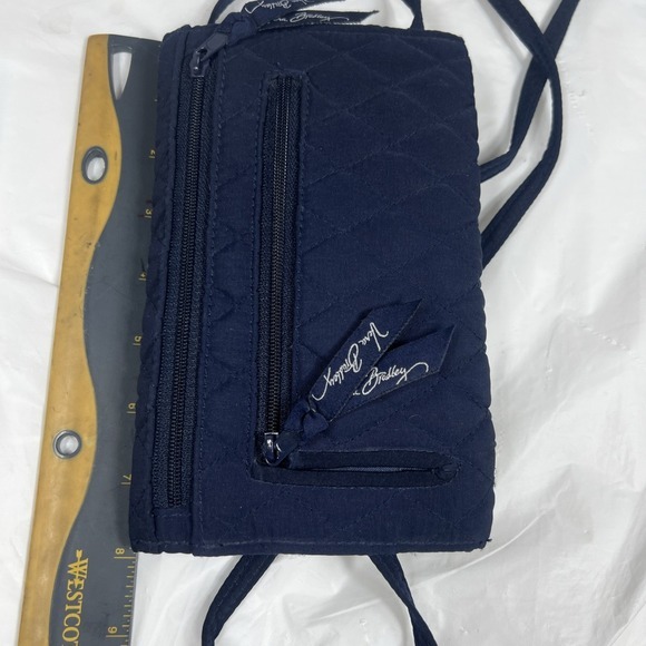 Vera Bradley Small Crossbody Purse Wallet Quilted Navy Blue‎ - Picture 11 of 11